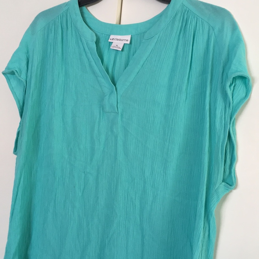 Liz Claiborne Lightweight Turquoise Tunic Top - Picture 2 of 8